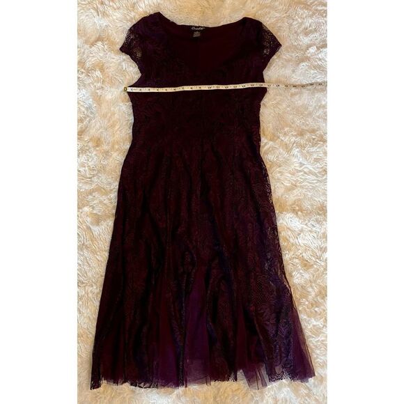 Candalite SZ S Woman’s Beautiful Dark Plum Purple Lace And Twill Dress - Picture 7 of 9